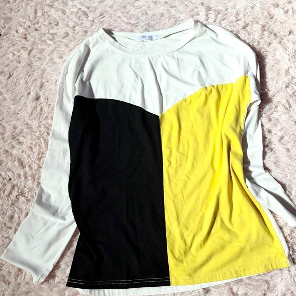 Colorblock Mod Chic Retro Quirky Eclectic Top Womens L Groovy Hipster Maximalist